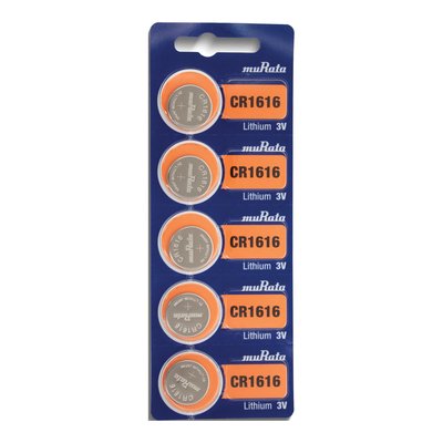 Type 1616 MuRata Lithium Watch Batteries, Pkg of 5