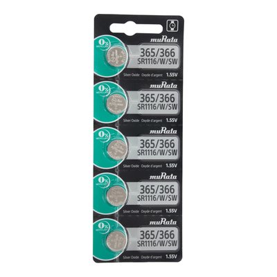 MuRata Type 365/366 Watch Batteries, Pkg of 5
