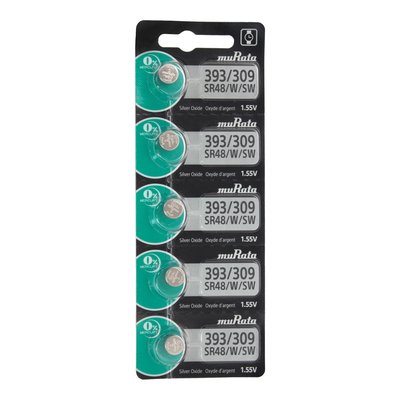 MuRata 393/309 Watch Batteries, Pack of 5