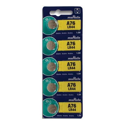 MuRata LR44 Alkaline Watch Batteries, Pkg of 5