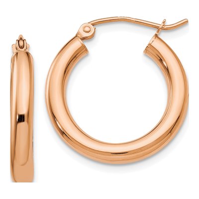 14K Rose Gold 20mm Tube Hoop Earrings