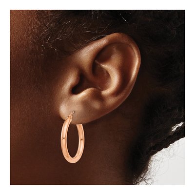 14K Rose Gold 25mm Tube Hoop Earrings – view 3