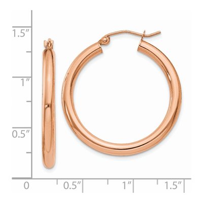 14K Rose Gold 30mm Tube Hoop Earrings – view 5