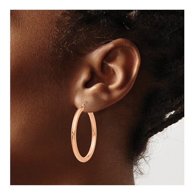 14K Rose Gold 35mm Tube Hoop Earrings – view 4