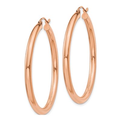 14K Rose Gold 40mm Tube Hoop Earrings – view 2