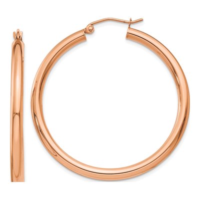 14K Rose Gold 40mm Tube Hoop Earrings