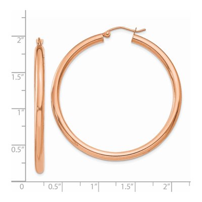 14K Rose Gold 45mm Tube Hoop Earrings – view 5