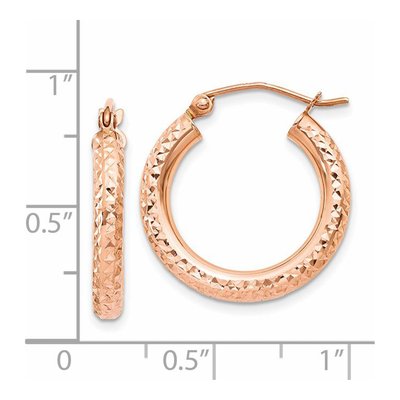 14K Rose Gold 20mm Diamond-Cut Hoop Earrings – view 5