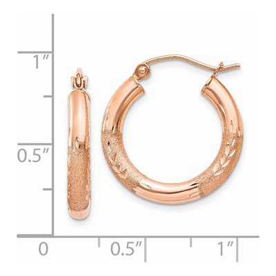 14K Rose Gold 14mm Diamond-Cut Hoop Earrings – view 5