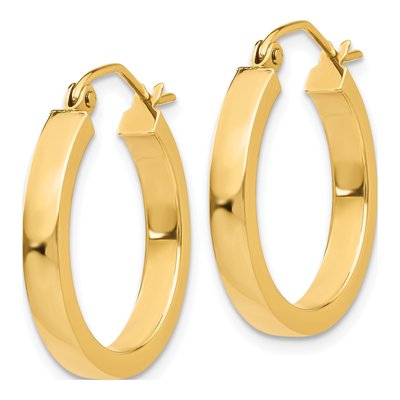14K Yellow Gold 20mm Square Tube Hoop Earrings – view 3