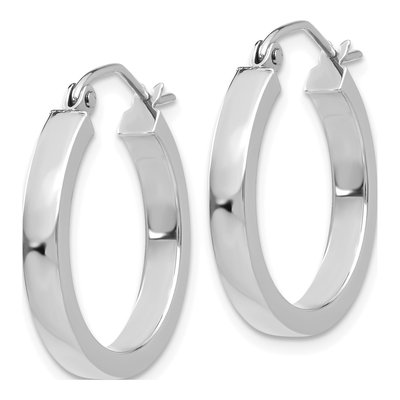14K White Gold 20mm Rectangle Tube Hoop Earrings – view 3