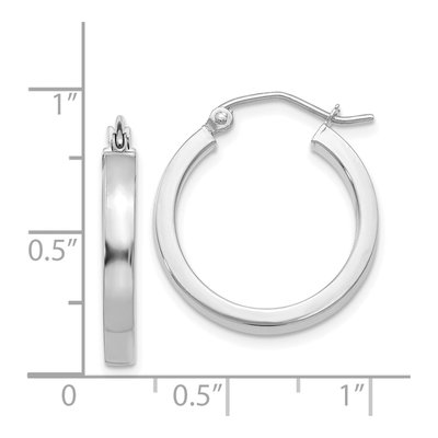 14K White Gold 20mm Rectangle Tube Hoop Earrings – view 5