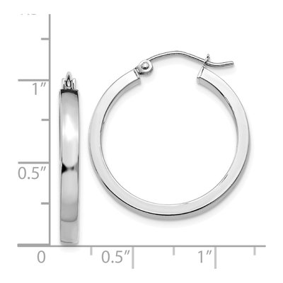 14K White Gold 25mm Rectangle Tube Hoop Earrings – view 5