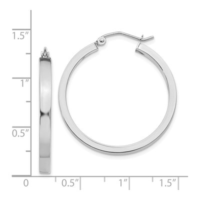 14K White Gold 30mm Rectangle Tube Hoop Earrings – view 5