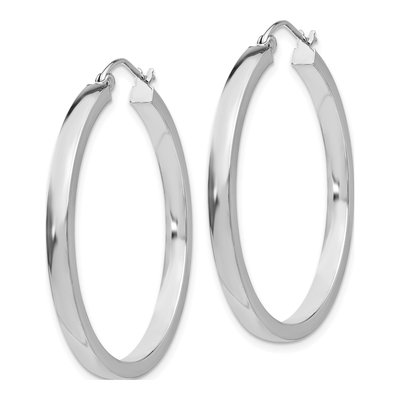 14K White Gold 34mm Rectangle Tube Hoop Earrings – view 3