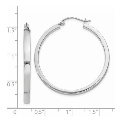 14K White Gold 34mm Rectangle Tube Hoop Earrings – view 5