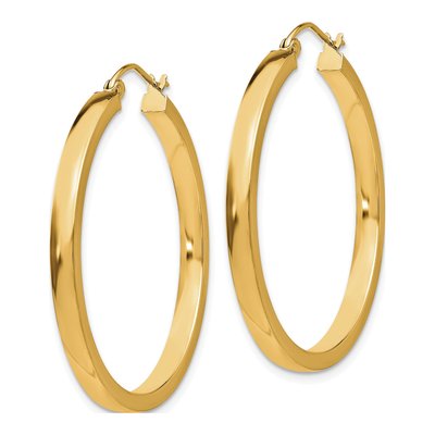 14K Yellow Gold 34mm Rectangle Tube Hoop Earrings – view 2