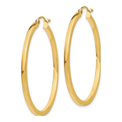 14K Yellow Gold 40mm Square Tube Hoop Earrings – view 2