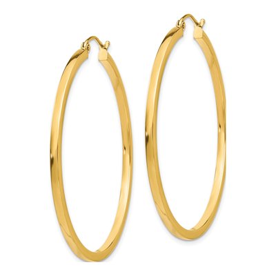 14K Yellow Gold 45mm Square Tube Hoop Earrings – view 3