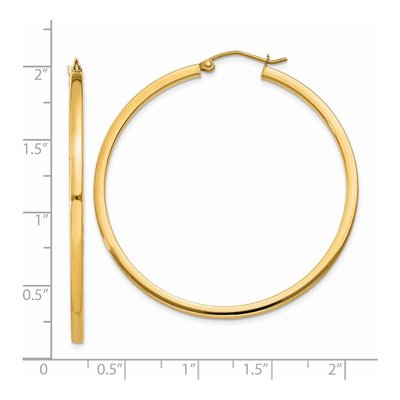 14K Yellow Gold 45mm Square Tube Hoop Earrings – view 5