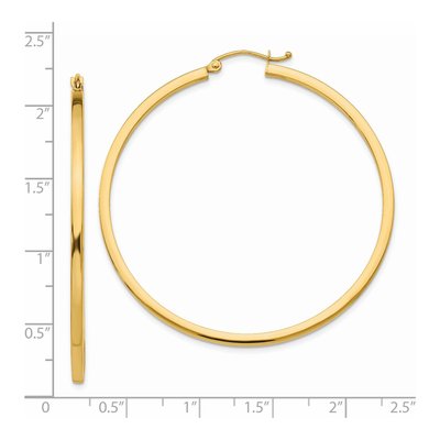 14K Yellow Gold 50mm Square Tube Hoop Earrings – view 5