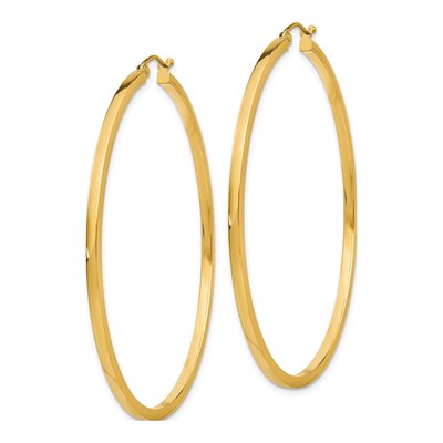 14K Yellow Gold 55mm Square Tube Hoop Earrings – view 3