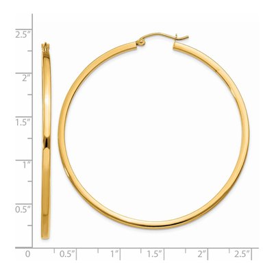 14K Yellow Gold 55mm Square Tube Hoop Earrings – view 5