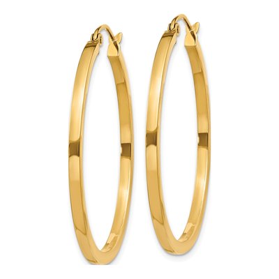 14K Yellow Gold 35mm Square Tube Hoop Earrings – view 3