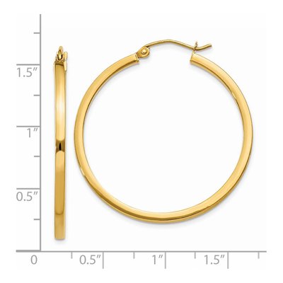 14K Yellow Gold 35mm Square Tube Hoop Earrings – view 5