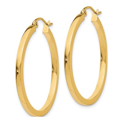 14K Yellow Gold Square Tube Hoop Earrings – view 3