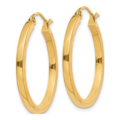 14K Yellow Gold Square Tube Hoop Earrings 25mm – view 3