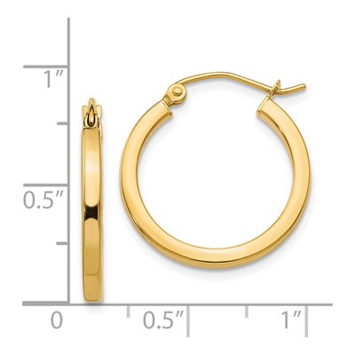 14K Yellow Gold 20mm Square Tube Hoop Earrings – view 5