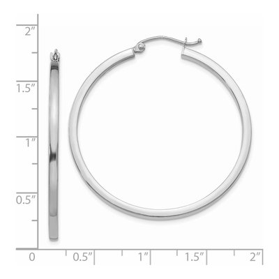 14K White Gold 40mm Square Tube Hoop Earrings – view 5