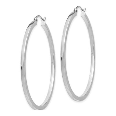 14K White Gold 45mm Square Tube Hoop Earrings – view 3
