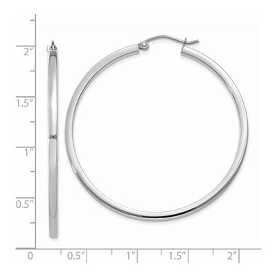 14K White Gold 45mm Square Tube Hoop Earrings – view 5