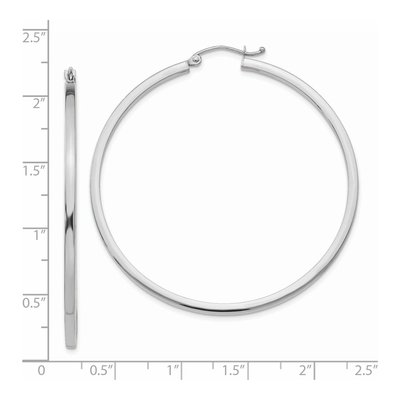 14K White Gold 50mm Square Tube Hoop Earrings – view 5