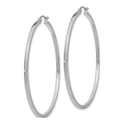 14K White Gold 55mm Square Tube Hoop Earrings – view 3
