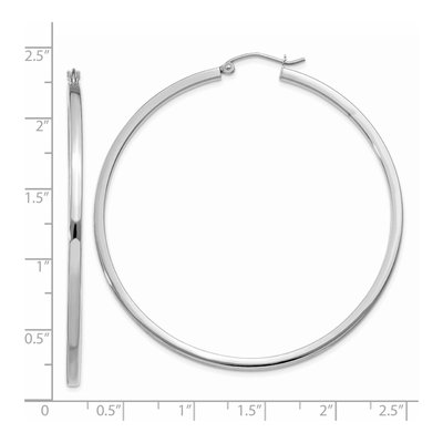 14K White Gold 55mm Square Tube Hoop Earrings – view 5