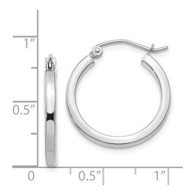 14K White Gold 20mm Square Tube Hoop Earrings – view 5
