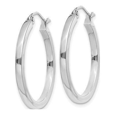14K White Gold 25mm Square Tube Hoop Earrings – view 3