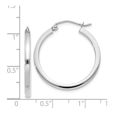14K White Gold 25mm Square Tube Hoop Earrings – view 5