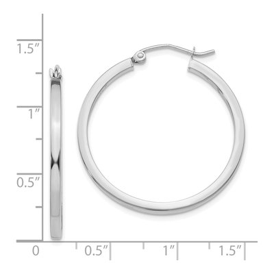 14K White Gold 30mm Square Tube Hoop Earrings – view 5