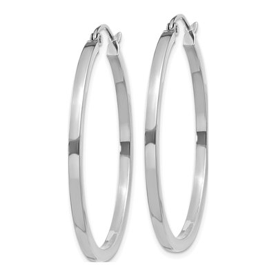 14K White Gold 35mm Square Tube Hoop Earrings – view 3