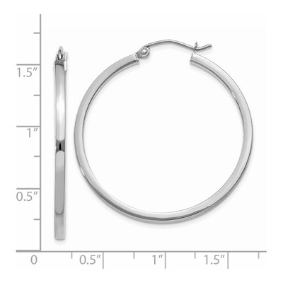 14K White Gold 35mm Square Tube Hoop Earrings – view 5