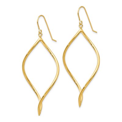 14K Yellow Gold Twisted French Hook Dangle Earrings – view 3