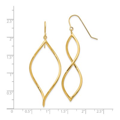 14K Yellow Gold Twisted French Hook Dangle Earrings – view 5