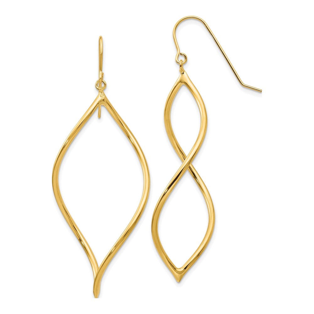 14K Yellow Gold Twisted French Hook Dangle Earrings