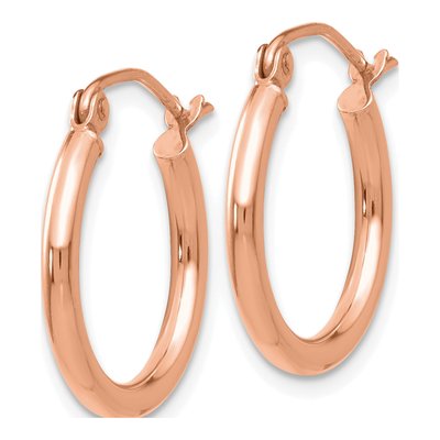 14K Rose Gold 17mm Tube Hoop Earrings – view 2