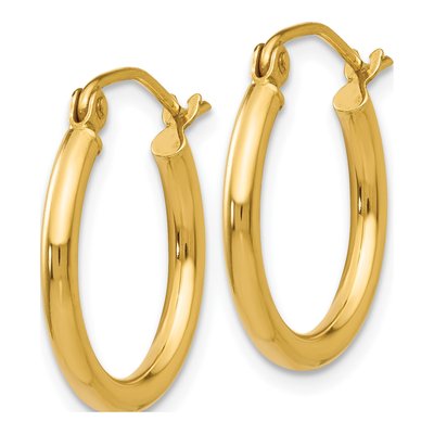 14K Yellow Gold 17mm Tube Hoop Earrings – view 3