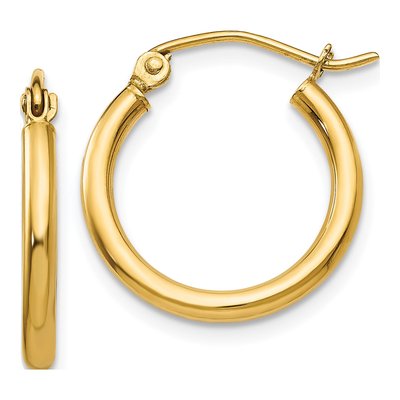 14K Yellow Gold 17mm Tube Hoop Earrings